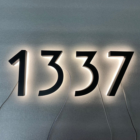 Custom Size Personalise Color Modern Led House Number Illuminated Backlit House Number Signs for Outdoor Waterproof